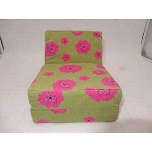 American Girl Floral Flip Lounge Chair‎ Convertible Fold Out Bed Green Pink